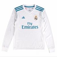 2017-2018 Real Madrid Adidas Home Long Sleeve Shirt (Kids)