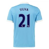 2015-16 Man City Home Shirt (Silva 21) - Kids