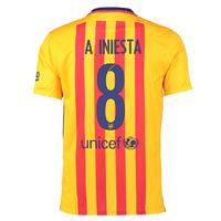 2015-16 Barcelona Away Shirt (Iniesta 8) - Kids