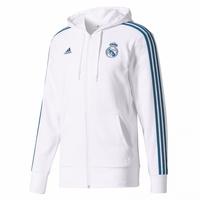 2017-2018 Real Madrid Adidas 3S Hooded Zip (White)