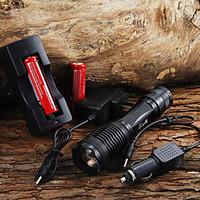2000LM CREE XM-L T6 5 Mode Zoom LED Flashlight 2x18650 Battery Car Charge