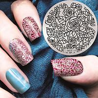 2016 latest version fashion pattern rose flower nail art stamping imag ...