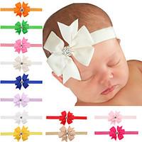 20 pcs/set Baby Girls Bows Hair Clips With Rhinestone In Center