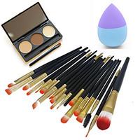 20pcs Makeup Brushes Set Eyeshadow Eyeliner Lip Brush Tool3 Colors Eyebrow Powder Palette1pc Beauty Puff