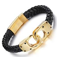 2016 Kalen Men\'s 18K Italian Gold Plated Link Chain Bracelets 316L Stainless Steel Infinity Charm Male Leather Bracelets Christmas Gifts