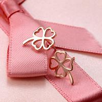 2016 Korean Unisex 925 Silver Sterling Silver Jewelry Earrings Hollow Clover Stud Earrings 1Pair