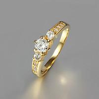 2015 Fashion Noble CZ Stone 18K Gold Plated Band Rings Wedding Party Rings For Woman
