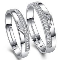 2015 Fashion LOVE Adjustable Sterling Silver Cubic Zirconia Couple Wedding Rings Promis rings for couples