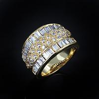 2015 Fashion Noble CZ Stone 18K Gold Plated Band Rings For Woman Lady