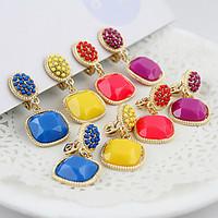 2013 hot sale fashion designer wholesale rhinestone colorful clip earrings