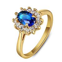 2016 Classic Sapphire Party 18K Gold Plated Cubic Zirconia Rings For Women