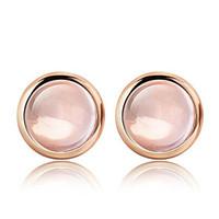 2016 Korean Women 925 Silver Sterling Silver Jewelry Pink Crystal Earrings Stud Earrings 1Pair