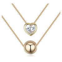 2017 New Euramerican Personalized Luxury Gold Heart Ball Ladys Girls Daily Layered Necklaces Statement Movie Jewelry