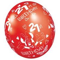 21st Birthday Minnie Mouse Balloons - Pack Of 5
