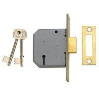 2177 3 Lever Mortice Deadlock Polished Brass 65mm 2.5in Box