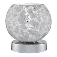 2169WH Searchlight White Crackle Mosaic Glass Touch Table Lamp With Chrome Base