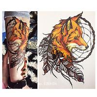 21 X 15 CM Yellow Fox and Feather Cool Beauty Tattoo Waterproof Hot Temporary Tattoo Stickers