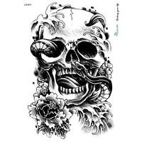 2115cm Large Big Tattoo Sticker Halloween Horror Skull Black Designs Temporary Tattoo Skeleton Snake Flower