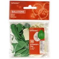 22.8cm Pack Of 10 St. Patrick\'s Day Latex Balloons