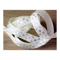 22mm woven hearts matte shine taffeta satin ribbon ivory