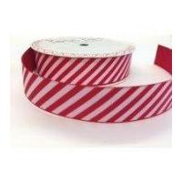 22mm Bertie's Bows Christmas Candy Stripe Grosgrain Ribbon Red