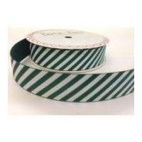 22mm Bertie's Bows Christmas Candy Stripe Grosgrain Ribbon Green