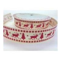 22mm bertie39s bows reindeer tree christmas grosgrain ribbon red ivory