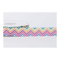 22mm Reel Chic Geometric Zig Zag Grosgrain Ribbon Multicoloured