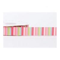 22mm Reel Chic Stripes Print Grosgrain Ribbon Multicoloured