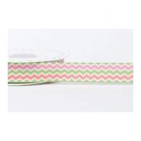 22mm Reel Chic Stripes Print Grosgrain Ribbon Pink & Green