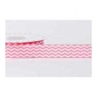 22mm Reel Chic Stripes Print Grosgrain Ribbon Pink & White