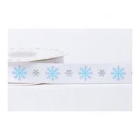 22mm Reel Chic Snowflake Print Satin Ribbon White