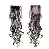 2255cm 100g long curly wave sl ribbon ponytails 6 clip in hair extensi ...