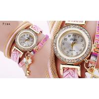 22Karat Gold Plated Key Charm Wrap Watches