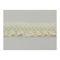 23mm Slotted Ribbon Frilled Lace Trimming Blue & Cream