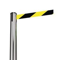 2.3 METRE WEBBING POST STAINLESS STEEL WITH BLACK/YELLOW BELT