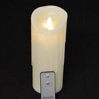 23cm LED Dancing Flame Dripping Wax Candle With 6 Hour Timer & Remote - Ivory