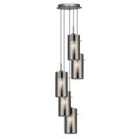 2305-5SM Duo 2 Multi-drop 5 Light Ceiling Pendant with Cylinder Shades