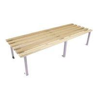 2400MM LENGTH BENCH SEAT, SILVER FRAMES, 3NO ASH HARDWOOD SLATS