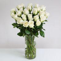 24 Fairtrade White Roses - flowers