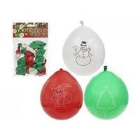 24 Pack Of 10 Christmas Fun Day Party Balloons With 2 Assorted Printed Designs