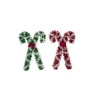 24cm x 35cm Candy Canes Tinsel Wall Plaque - 2 Assorted Colours