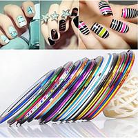 24pcs mixs color striping tape line nail stripe tape nail art decorati ...