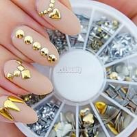 240PCS Nail Art Golden Mixed Rivet Shapes Acrylic Rhinestone