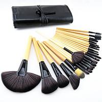 24pcs Pony Hair Makeup Brushes set Professional Wood Handle Burlywood blush/foundation/powder/concealer/ shadow/liner brush cosmetic kit