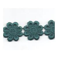 24mm Essential Trimmings Guipure Daisy Flower Lace Trimming Petrol Blue