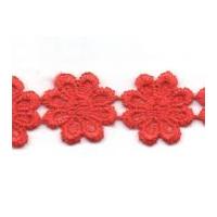 24mm Essential Trimmings Guipure Daisy Flower Lace Trimming Red