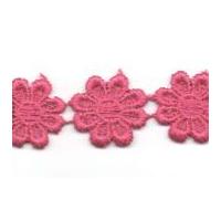 24mm Essential Trimmings Guipure Daisy Flower Lace Trimming Cerise Pink