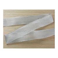 24mm Wired Edge Metallic Lurex Mesh Ribbon Silver