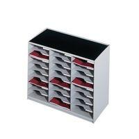 24 COMPARTMENT MAILSORTER GREY FOR A4 LITERATURE WITH LABEL HOLDERS AND LABELS